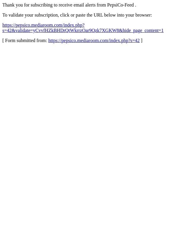 Email validation for PepsiCo-Feed required email from PepsiCo screenshot