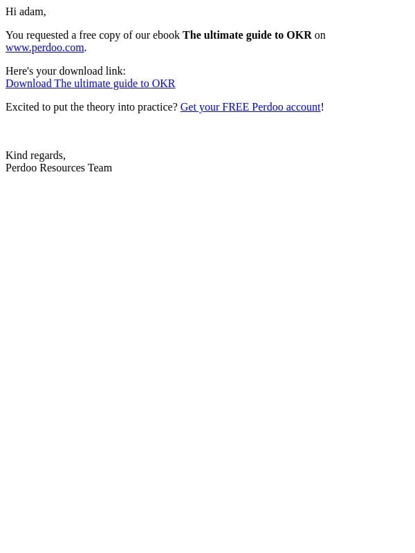Here's your free copy of our Ebook: The ultimate guide to OKR email from Perdoo screenshot