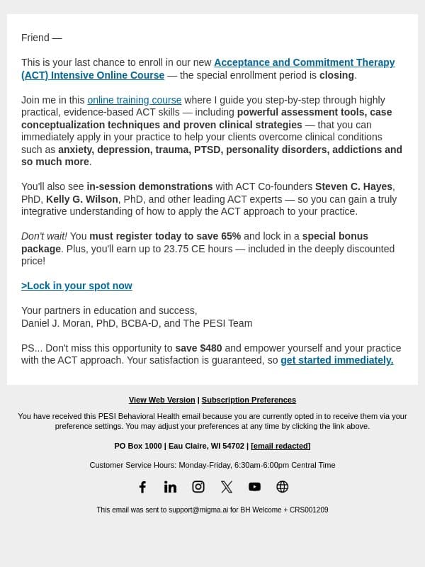 Your new favorite therapy tool... email from PESI screenshot