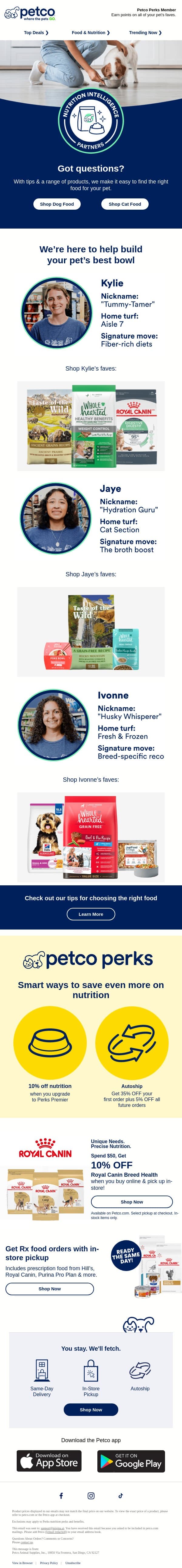 💡 Nutrition Intelligence: The smarter way to shop pet food. email from Petco screenshot