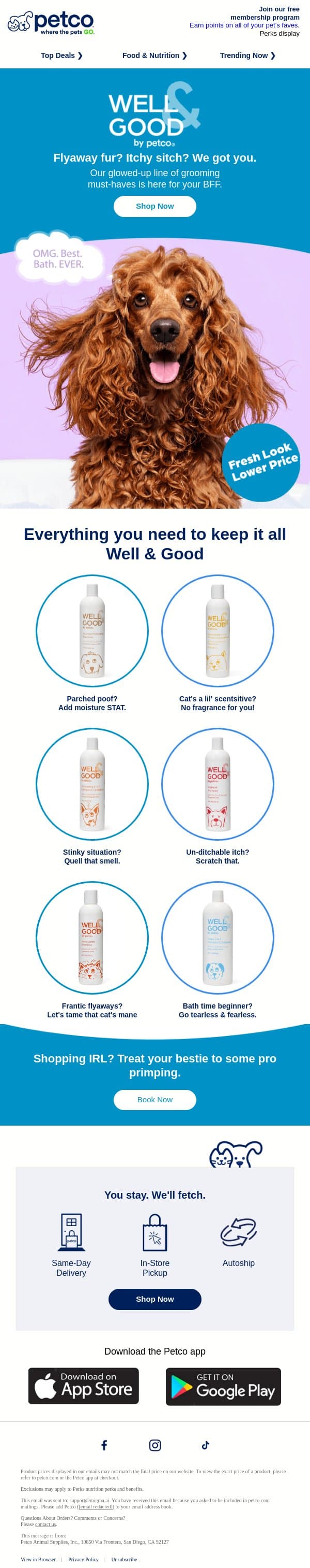 The NEW Well & Good is here 🫧 🧴 ✨ email from Petco screenshot