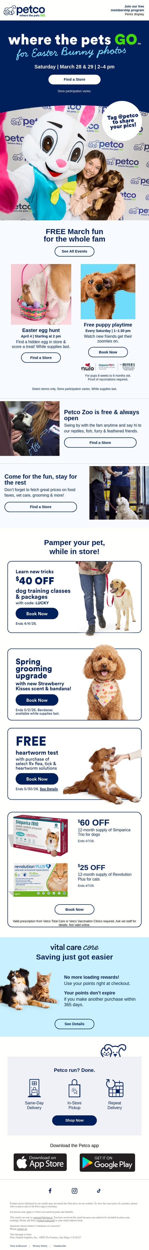 📸 The EASTER BUNNY is hopping by! email from Petco screenshot