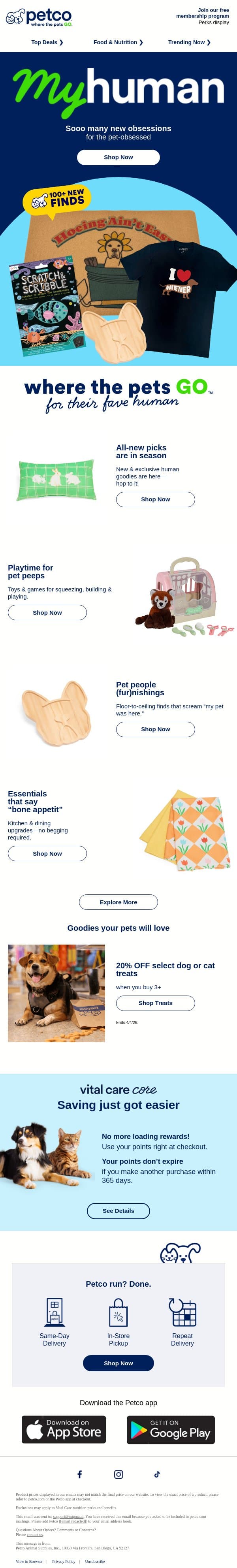 100+ new finds for pet ppl like you ✨ email from Petco screenshot