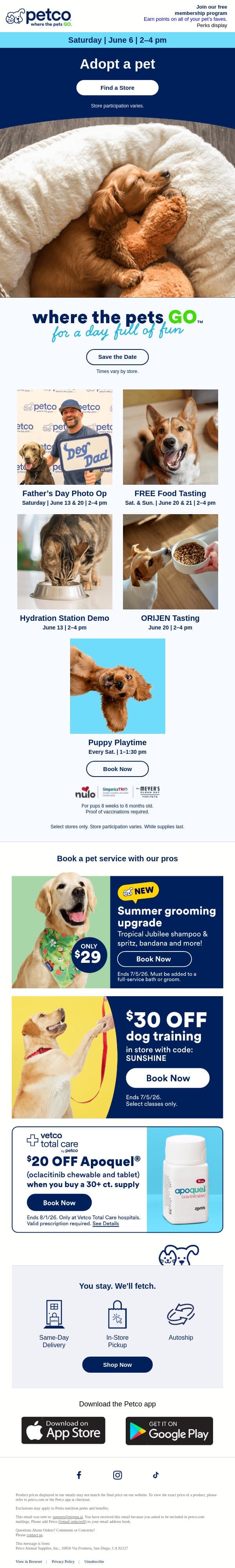 THIS SATURDAY! Adopt a new BFF >>> email from Petco screenshot