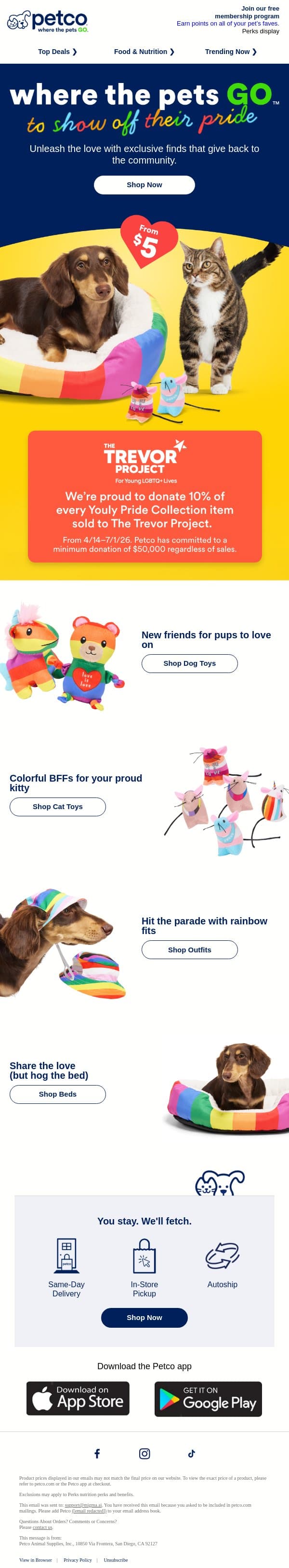 🌈🐶 Show off pride with exclusives from $5 >>> email from Petco screenshot