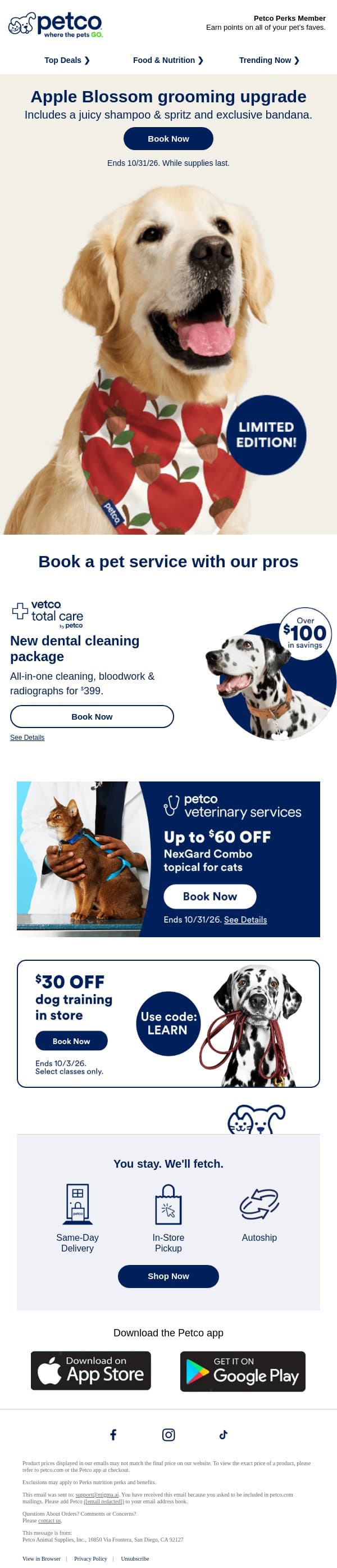 Fresh, fruity & dressed to impress 🍎🐾 email from Petco screenshot