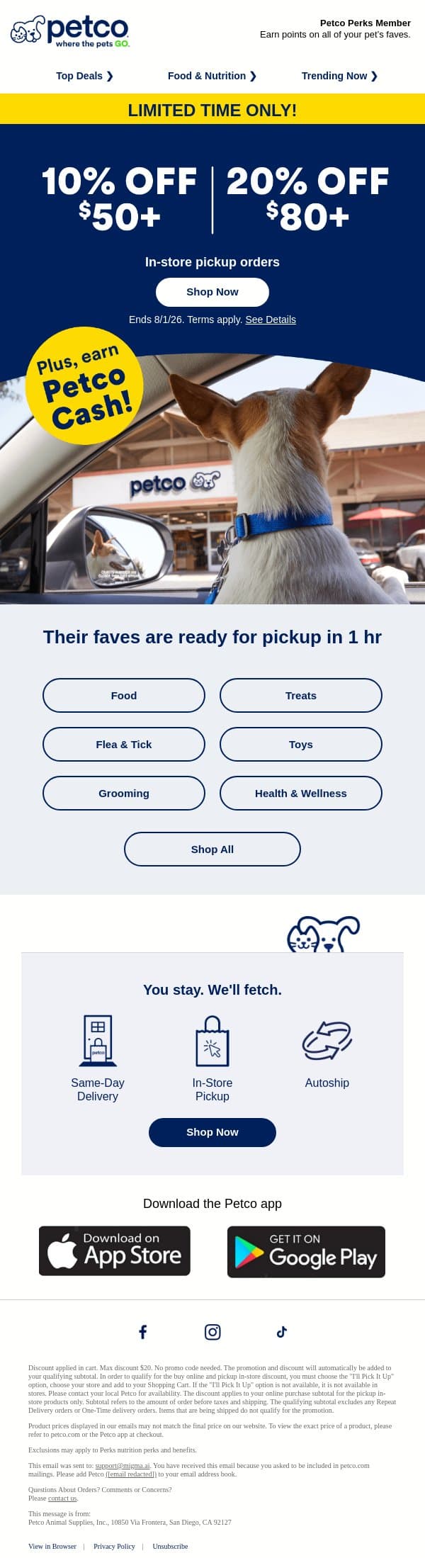 🛍️Up to 20% OFF, plus get it ASAP >>>> email from Petco screenshot