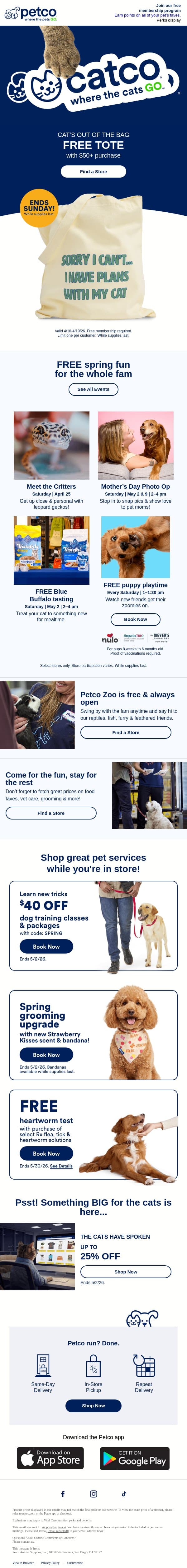 THIS WKND 🙀 The Meow Market >>> email from Petco screenshot