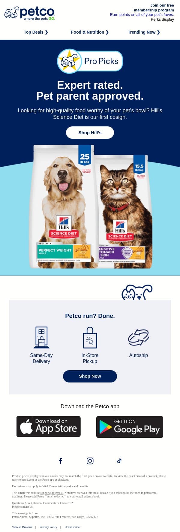 Introducing! Pro Picks ⭐ ⭐ ⭐ ⭐ email from Petco screenshot