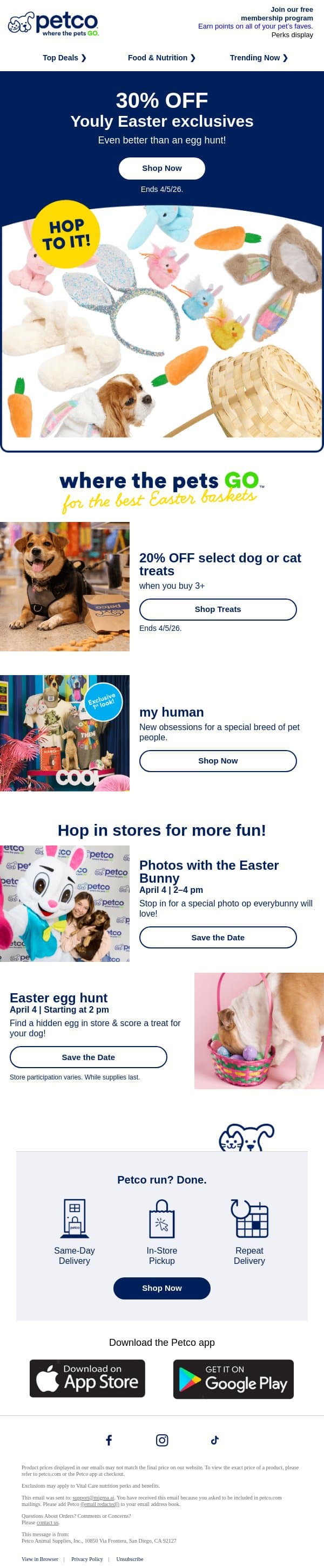 ☺️ HOP TO 30% OFF! email from Petco screenshot