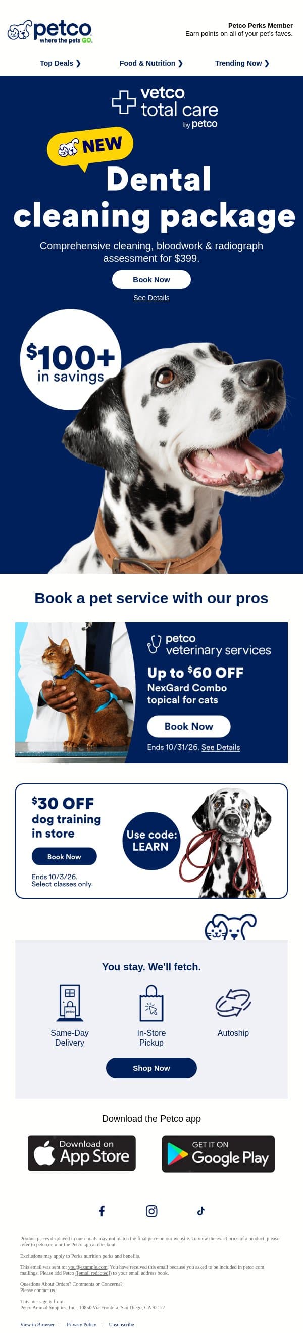 A healthier smile—and $100+ in savings🦷 email from Petco screenshot