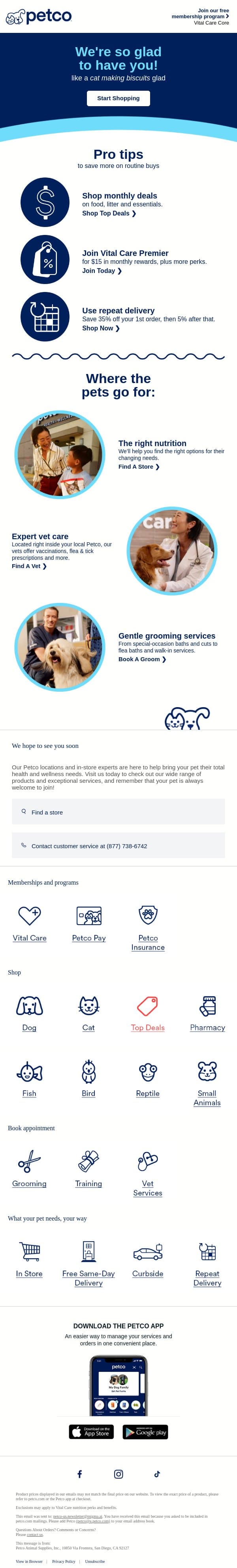 Making Pet Parenting Easier for You email from Petco screenshot