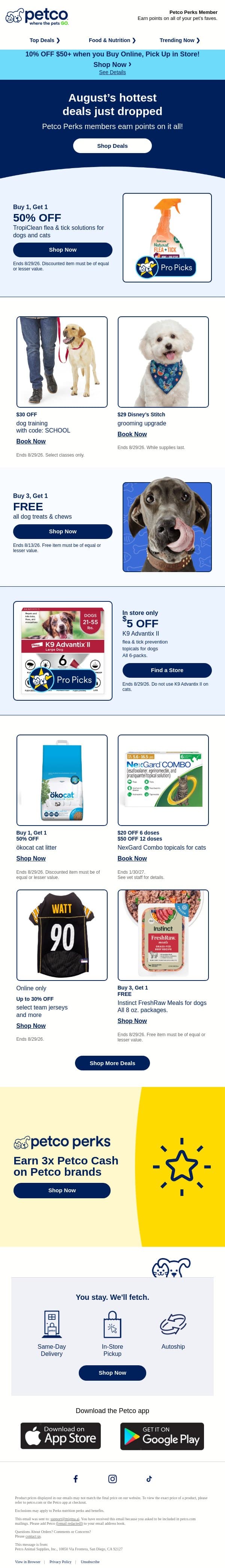 🔥 🔥 🔥 HOT AUGUST DEALS JUST LANDED! email from Petco screenshot