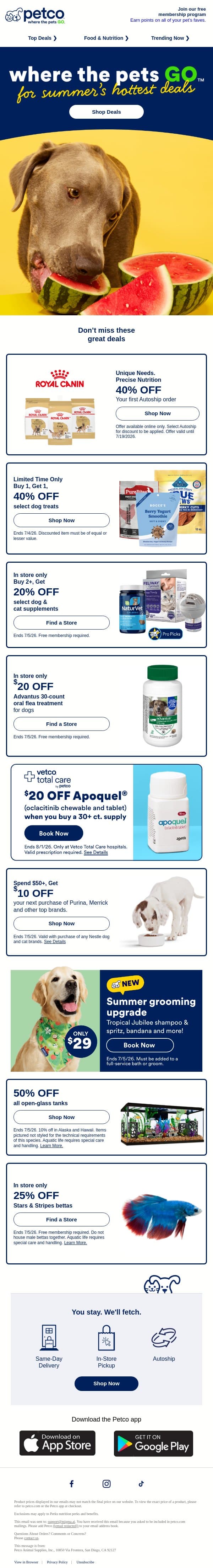 Final week to score these deals! email from Petco screenshot