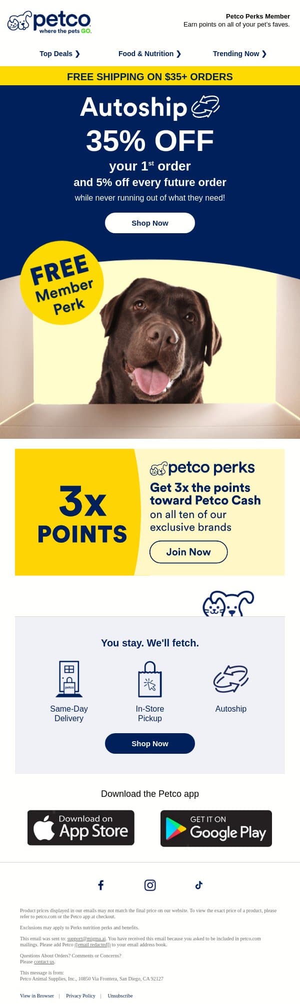 👏 35% OFF and your pet’s faves on repeat! email from Petco screenshot