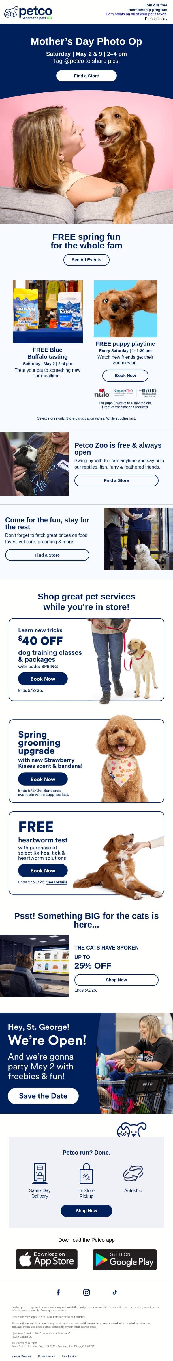 💞 Calling all pet moms: FREE photo op! email from Petco screenshot