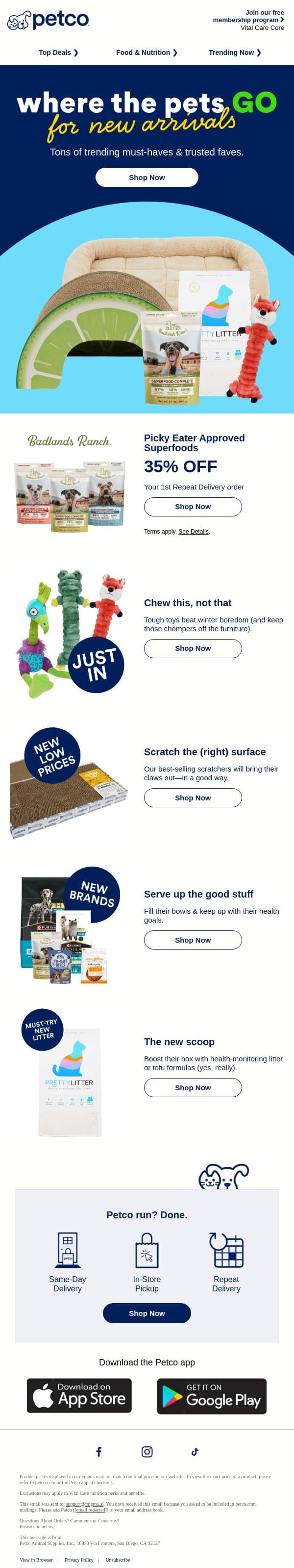 Your pet + ALL THIS NEW = ‼ ‼🐶✨ email from Petco screenshot