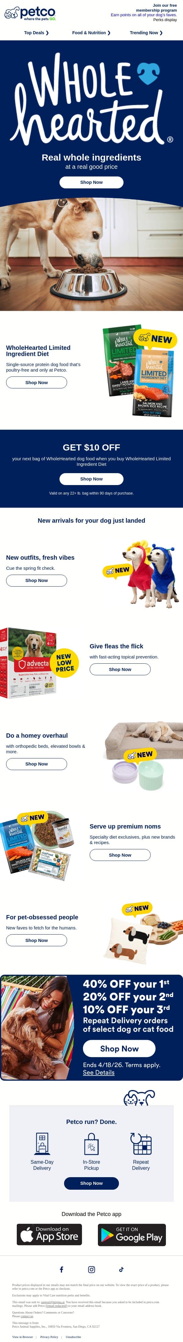 Invest in your dog’s bowl email from Petco screenshot