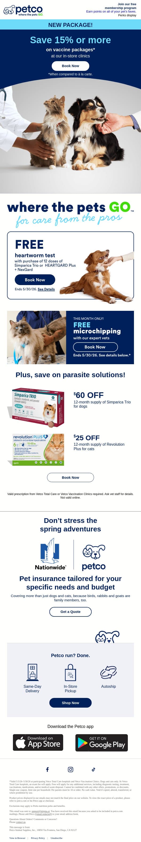 NEW: Save 15% or more on vaccinations! email from Petco screenshot