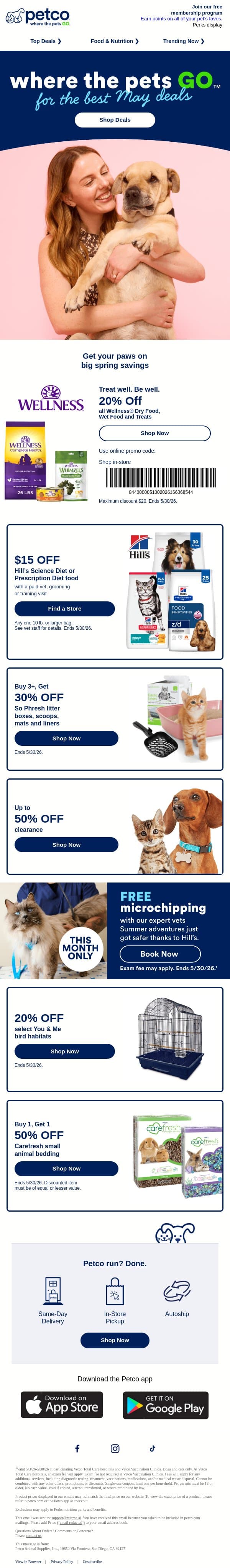 🌼 BIG MAY DEALS for YOUR PET! email from Petco screenshot