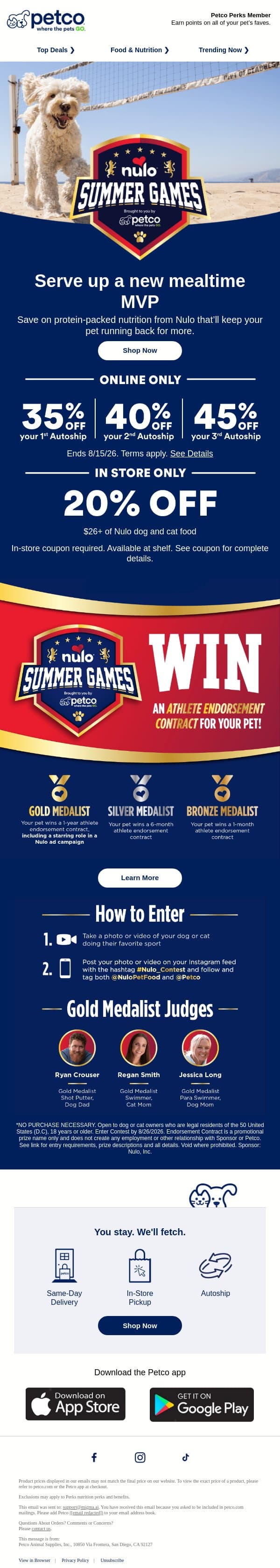 🏅 Winning deals for every bowl! email from Petco screenshot