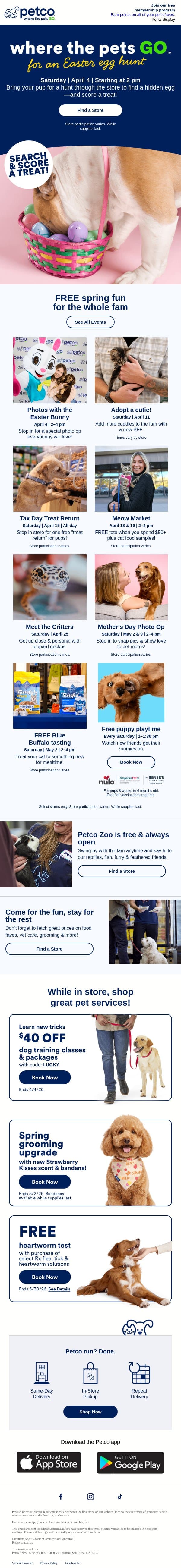 👀 The egg hunt is ON this Saturday 👀 email from Petco screenshot