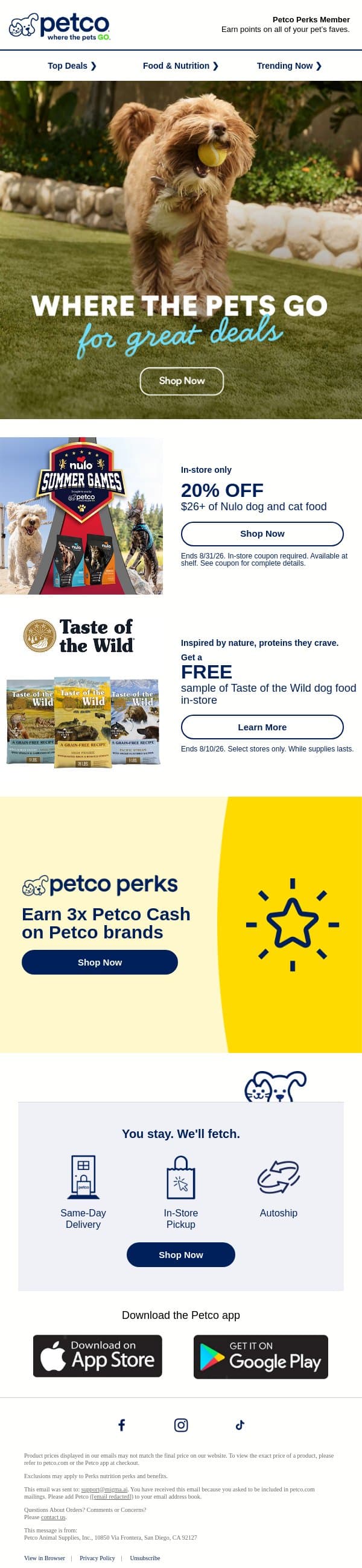 🔥 HOT AUGUST DEALS FOR YOUR PET! email from Petco screenshot