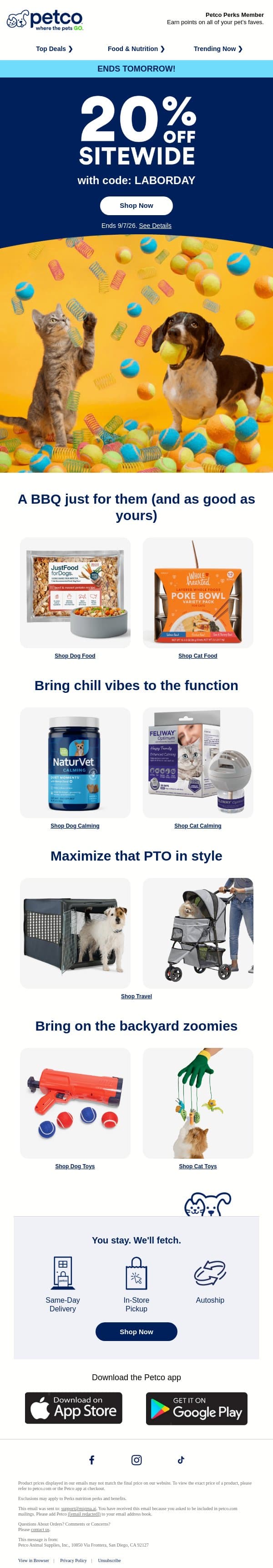 ⌛ DON’ T MISS OUT | 20% OFF ends soon! email from Petco screenshot