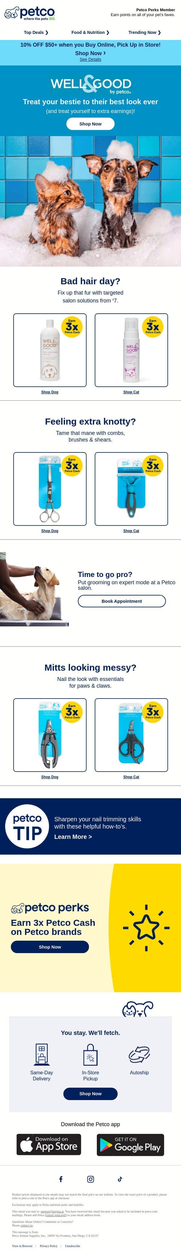 Get ready for the BEST value in grooming ✨ 💅 email from Petco screenshot