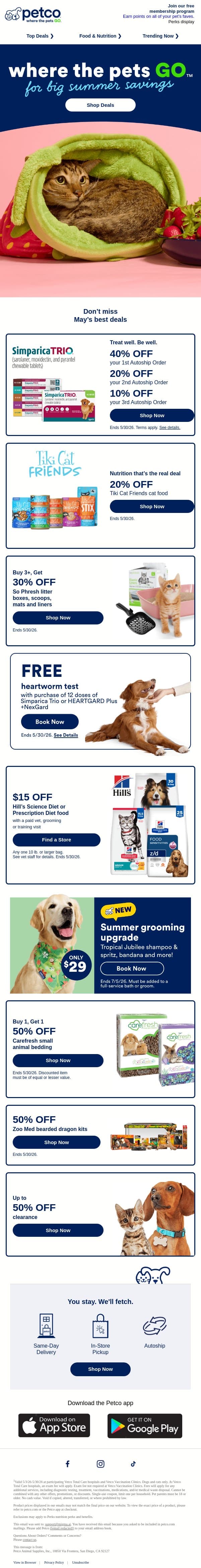 Hurry! 😱 May deals are ending soon! email from Petco screenshot