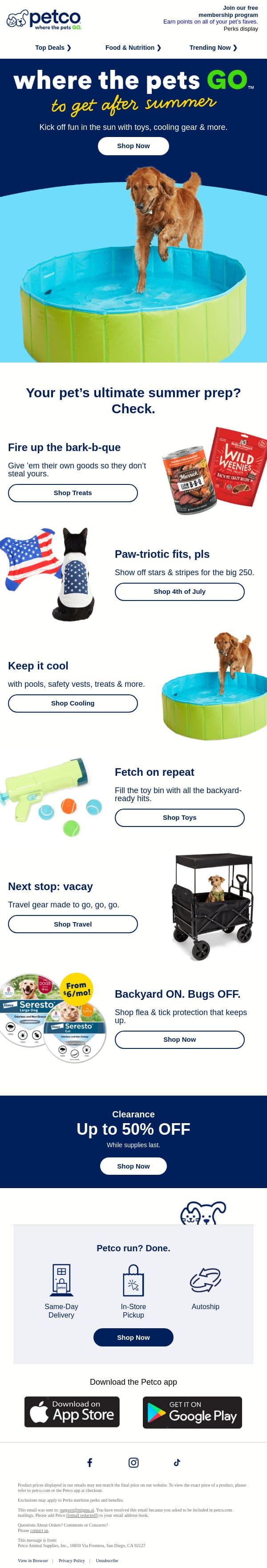 ☀ Is your pet ready for the best summer yet?! email from Petco screenshot