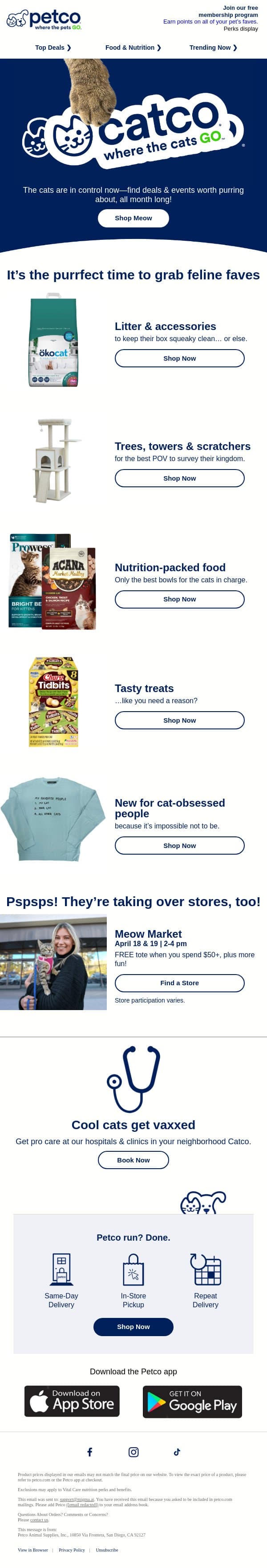 🙀 CATCO: Where the cats go 🙀 email from Petco screenshot