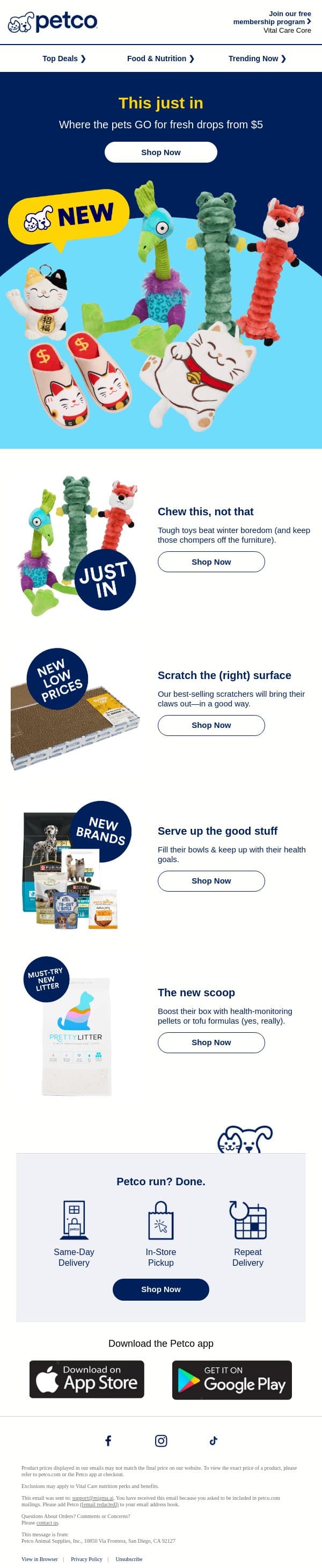 🗣️ SO. MUCH. NEW! email from Petco screenshot
