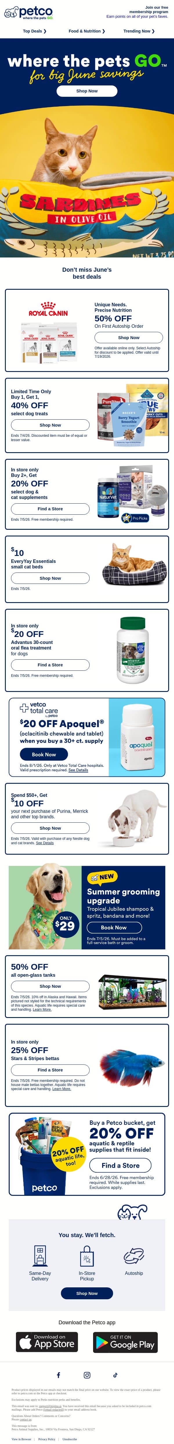 Hurry! These 🔥 🔥 🔥 June deals end soon! email from Petco screenshot