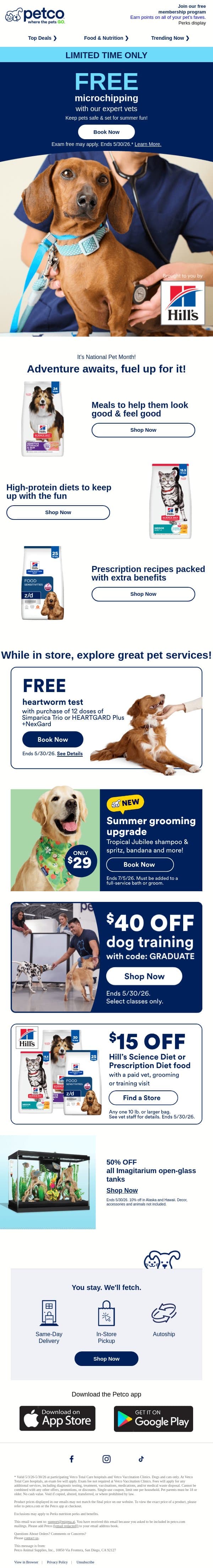 🐶 🐱 ENDS SOON: Get pets chipped—for free! email from Petco screenshot
