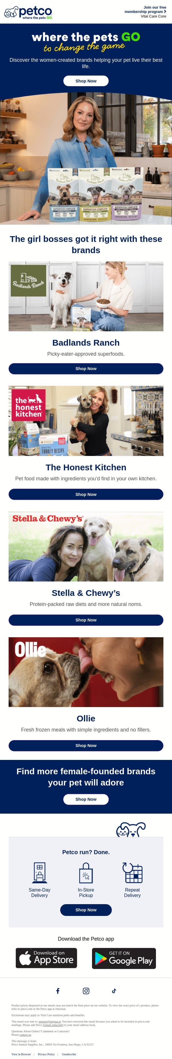 🐾🖤 The ladies got it right with these brands > email from Petco screenshot