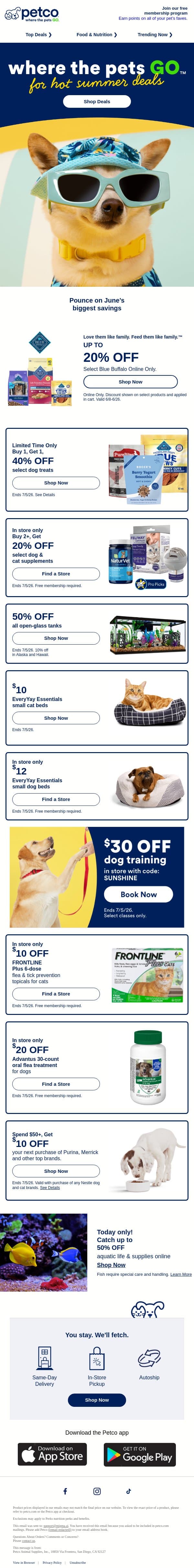 😎 Don’t miss your pet’s hottest June deals! email from Petco screenshot