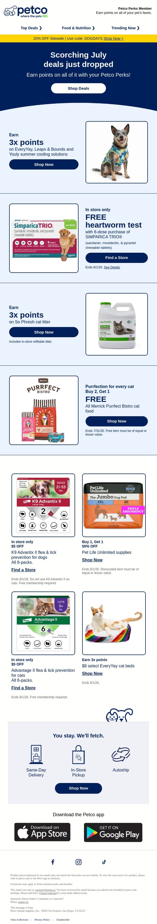 ☀ JULY’S HOTTEST DEALS JUST DROPPED! email from Petco screenshot