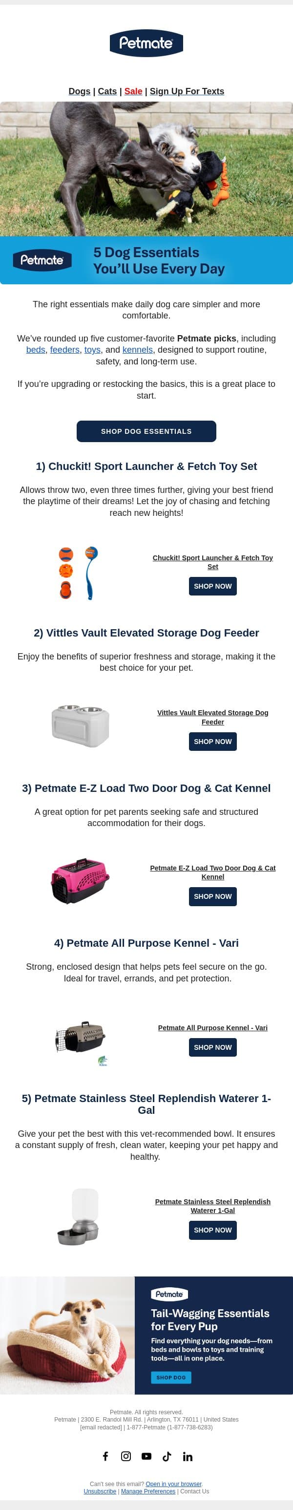 , Explore 5 Dog Essentials Pet Parents Rely On email from Petmate screenshot