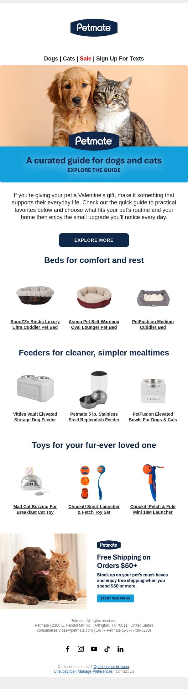 A Valentine’s gift guide for your special ones 🐾 email from Petmate screenshot