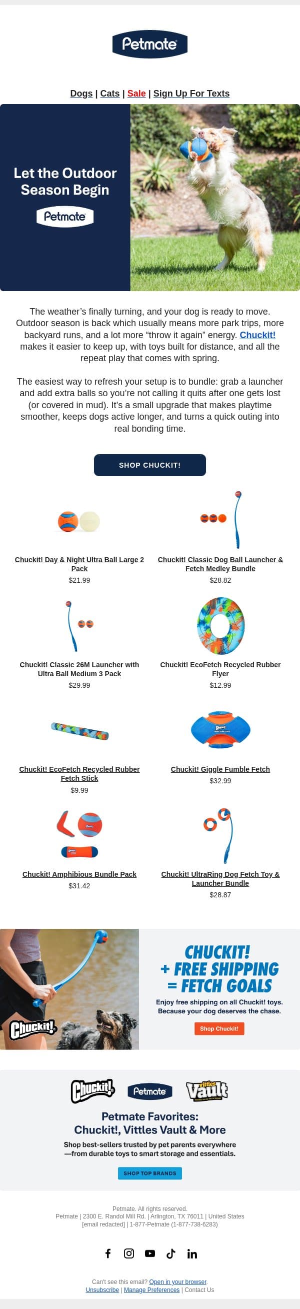 Start Outdoor Season With Chuckit! email from Petmate screenshot