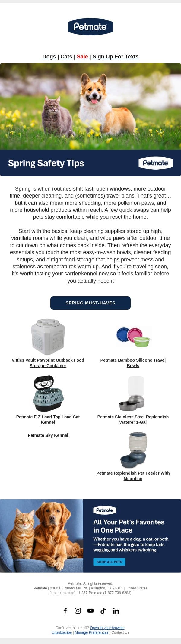 Check Out This Spring Pet Safety Checklist email from Petmate screenshot