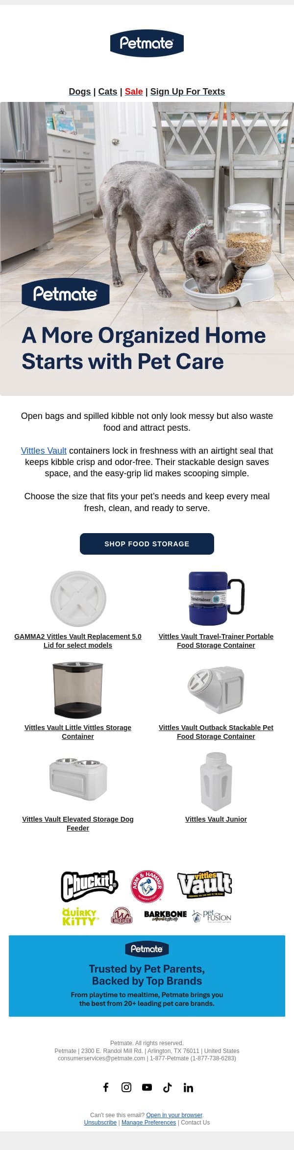 Make Feeding Time Easier and More Organized email from Petmate screenshot