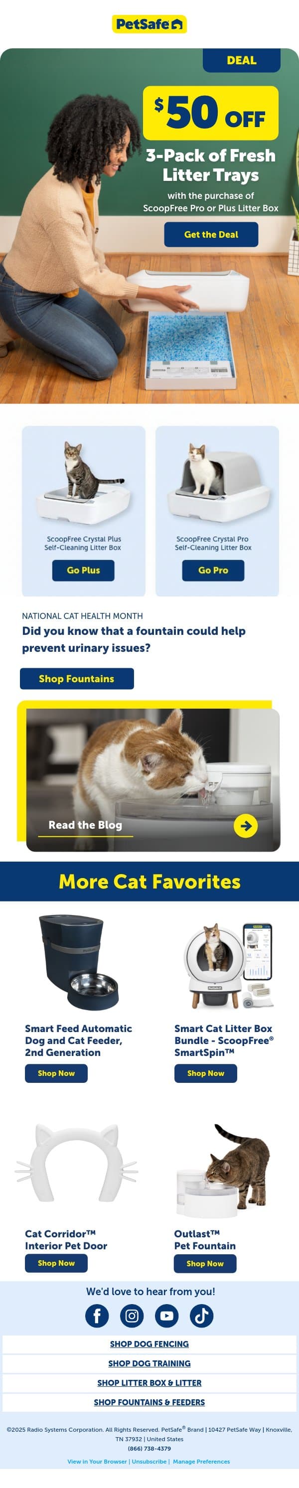 Save $50 with this ScoopFree deal email from PetSafe screenshot