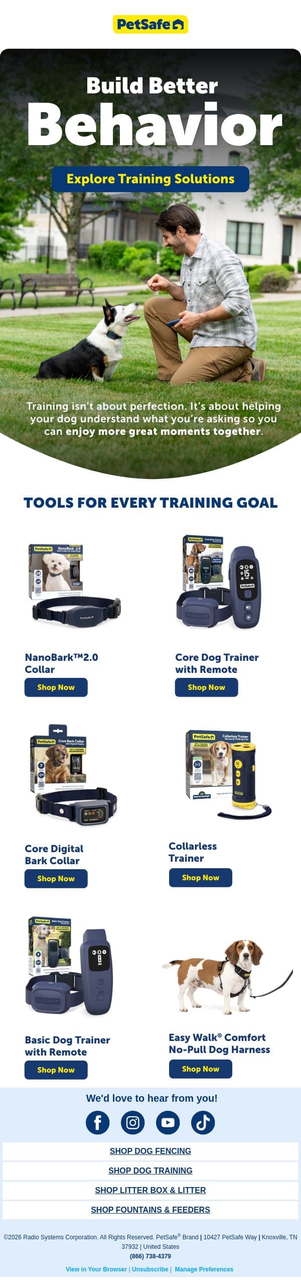 Still working on manners or barking? email from PetSafe screenshot