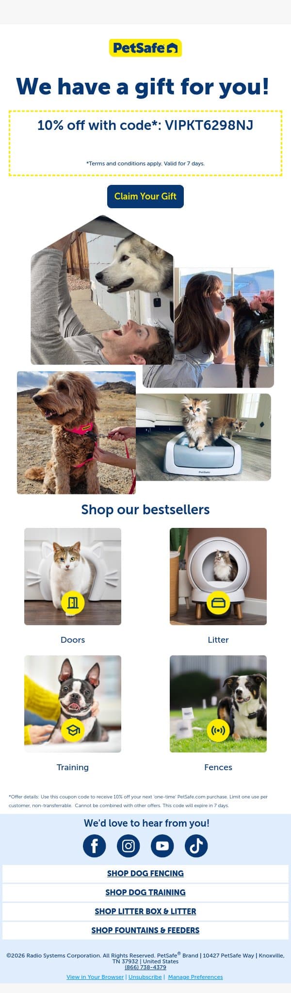 Just for you ✨ email from PetSafe screenshot