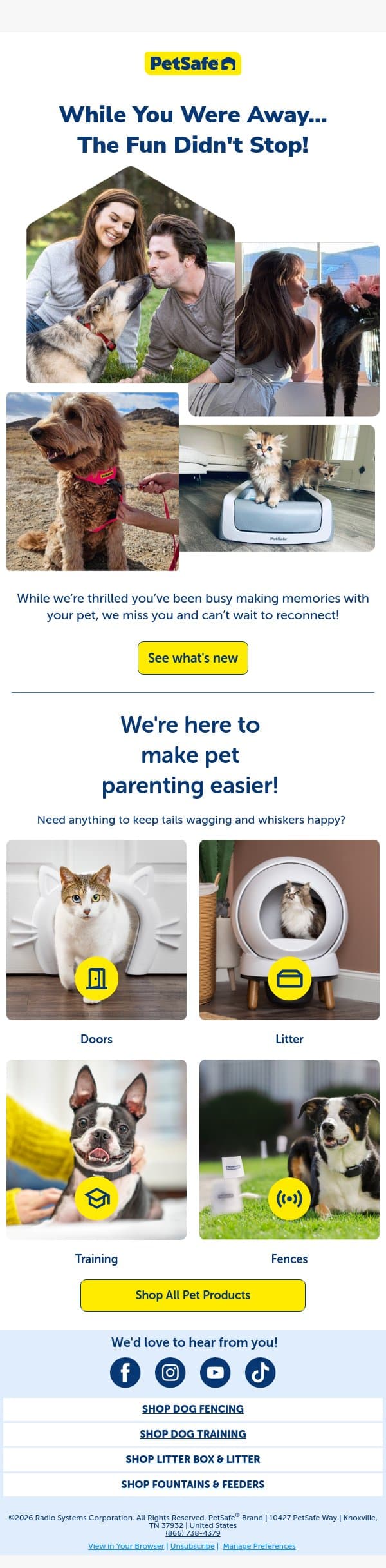 It's been a while...☹️ email from PetSafe screenshot
