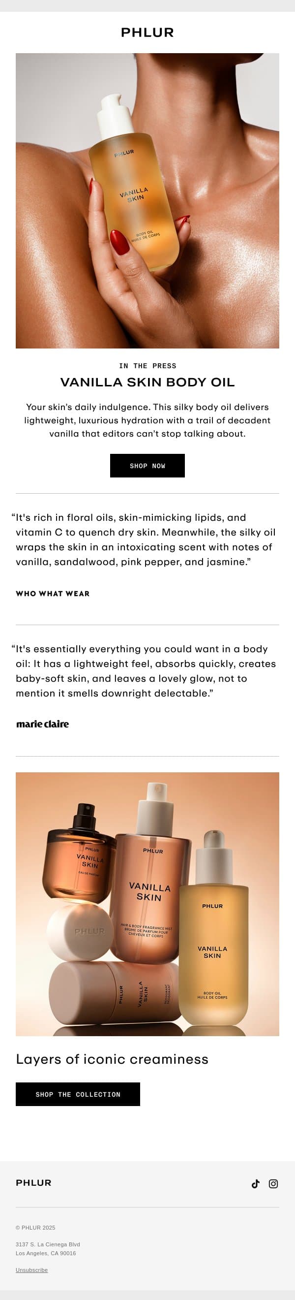 A Body Oil Worth Obsessing Over email from Phlur screenshot