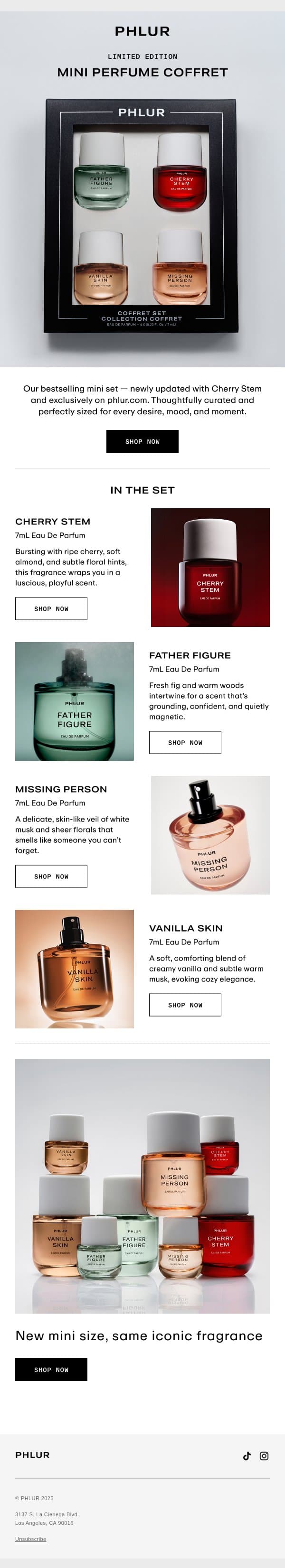 Limited Edition: Mini Perfumes email from Phlur screenshot