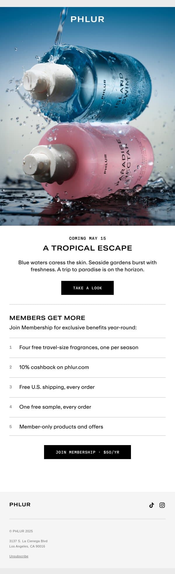 First Look: New Body Mists 🌺🌴🌊 email from Phlur screenshot